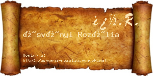 Ásványi Rozália névjegykártya
