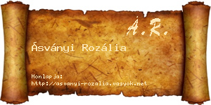 Ásványi Rozália névjegykártya